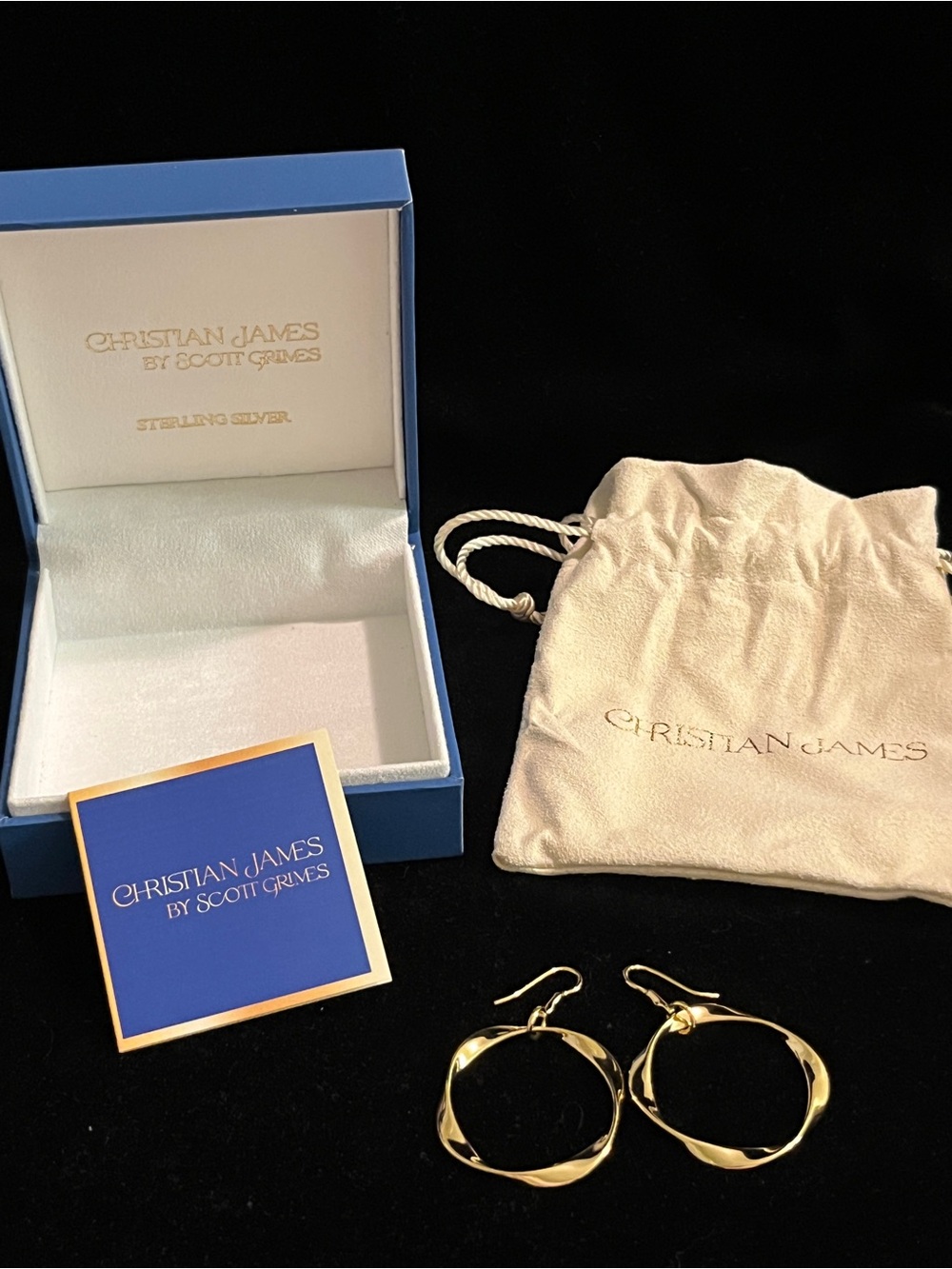 Christian James by Scott Grimes 14K Clad Ripple 1-1/2" Circle Drop Earrings NEW